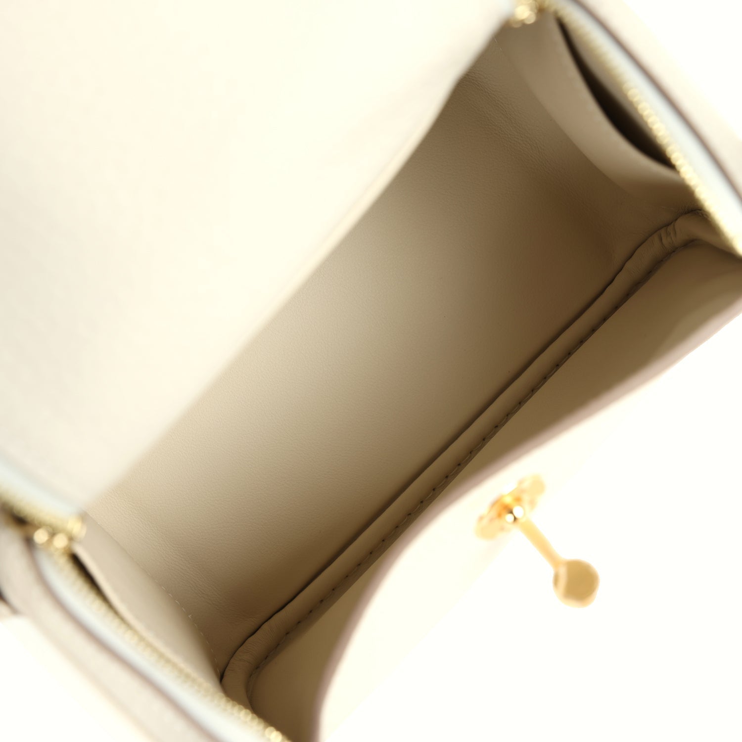 Hermes Mini Lindy II Craie Clemence Gold Hardware
