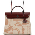 Hermes Special Order (HSS) Herbag Zip PM 31 "Brides de Gala" Rouge H Vache Hunter and Ecru & Beige Toile H Canvas Palladium Hardware