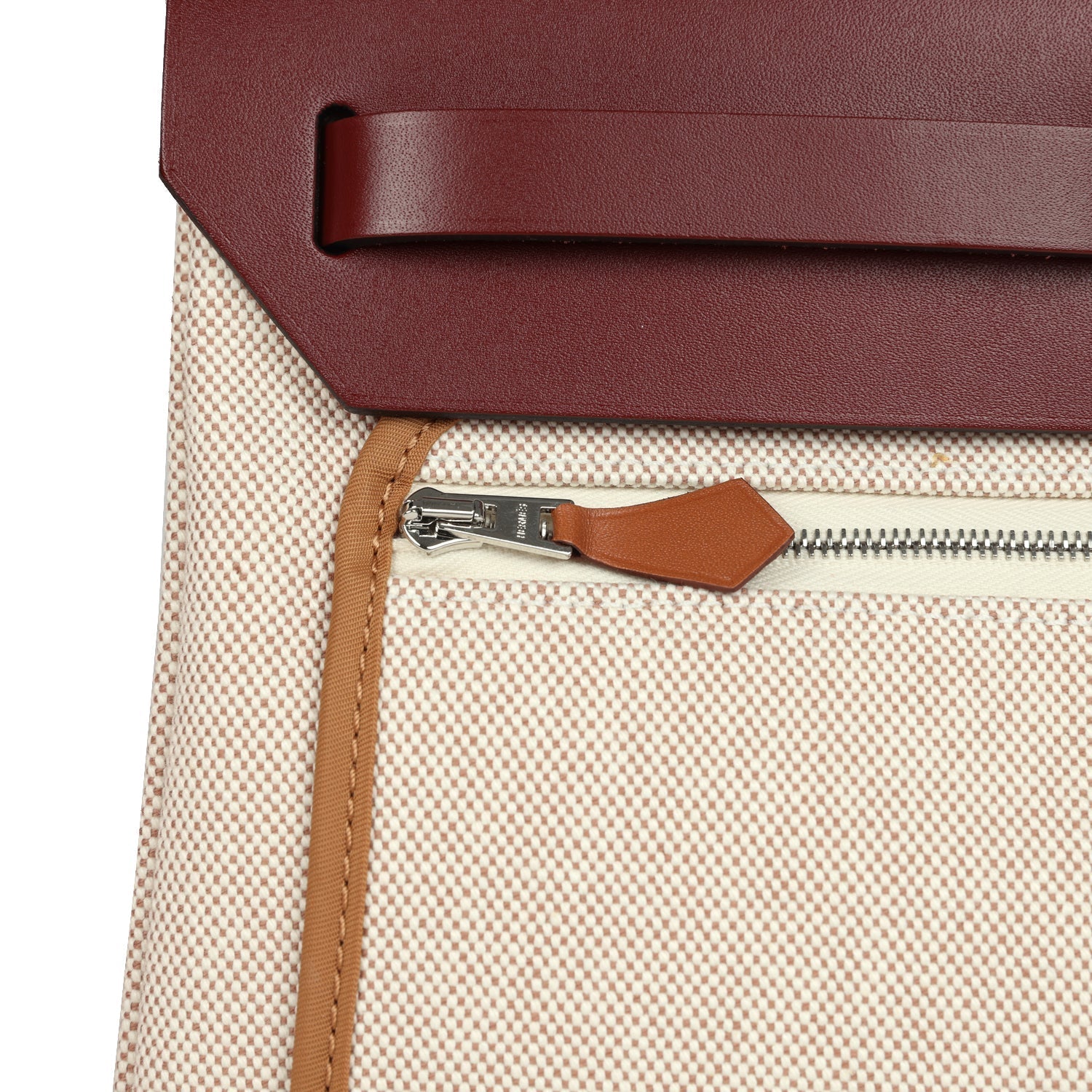 Hermes Special Order (HSS) Herbag Zip PM 31 "Brides de Gala" Rouge H Vache Hunter and Ecru & Beige Toile H Canvas Palladium Hardware
