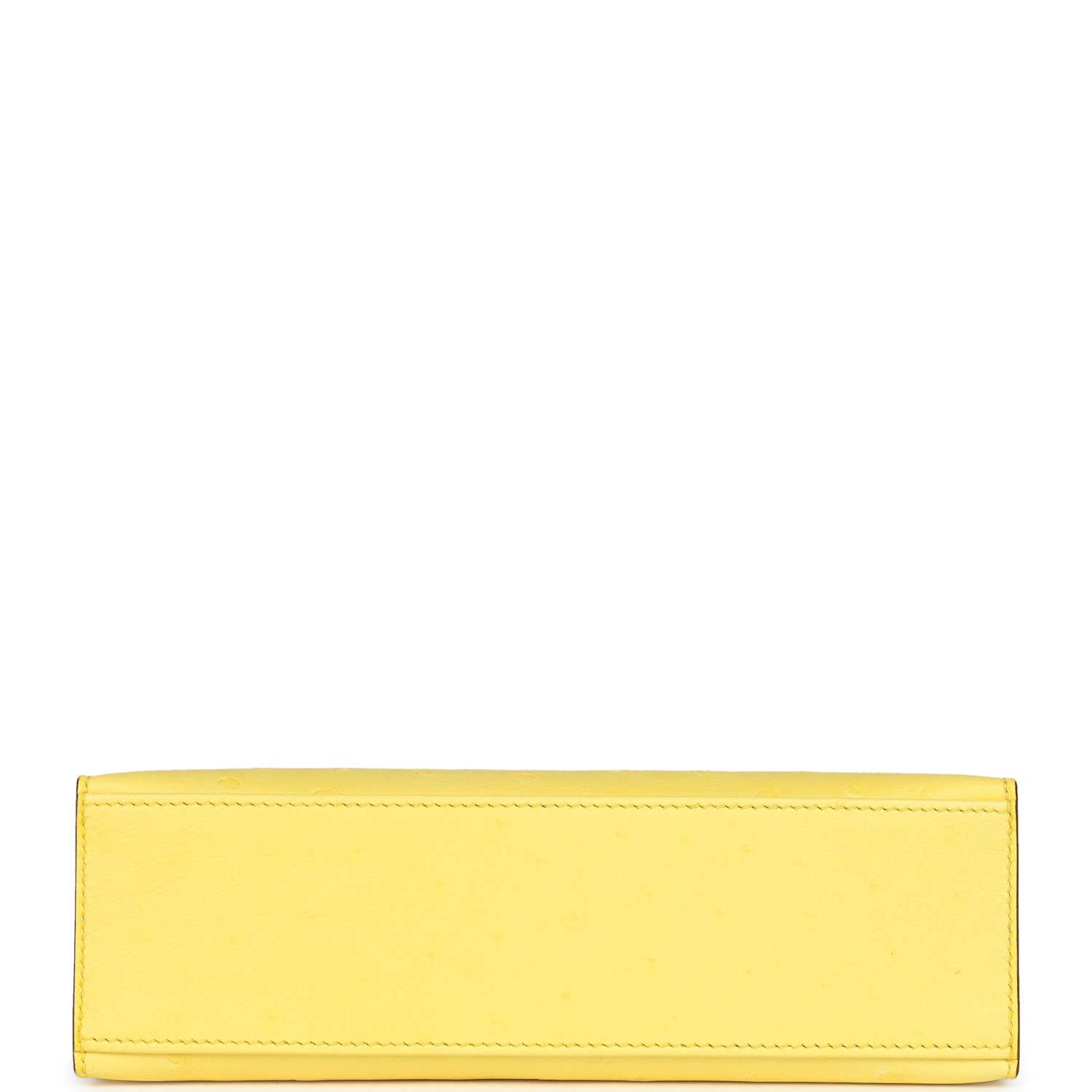 Hermes Kelly Pochette Jaune Citron Ostrich Palladium Hardware