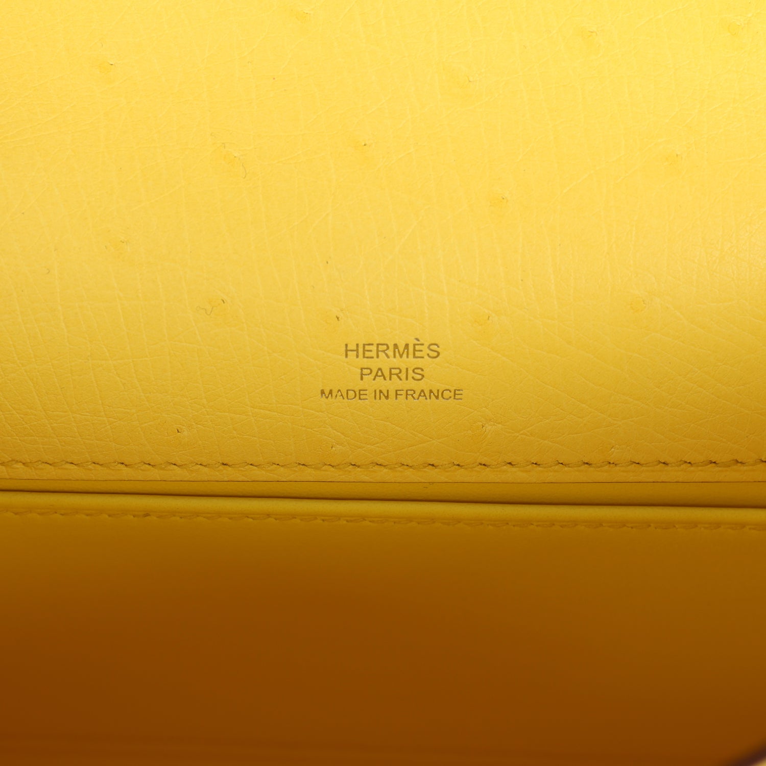 Hermes Kelly Pochette Jaune Citron Ostrich Palladium Hardware