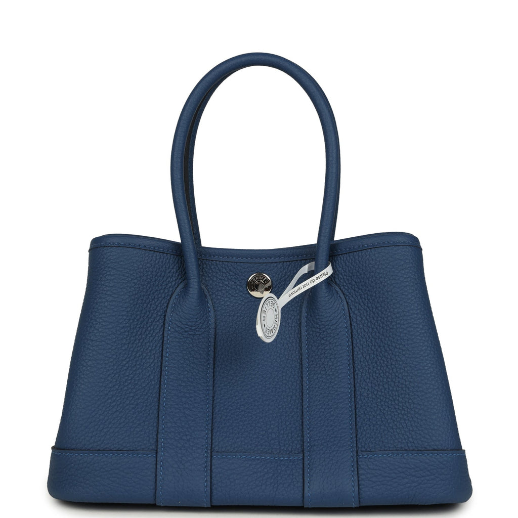 Hermes Garden Party Neo 23 Bleu Tie Togo Palladium Hardware