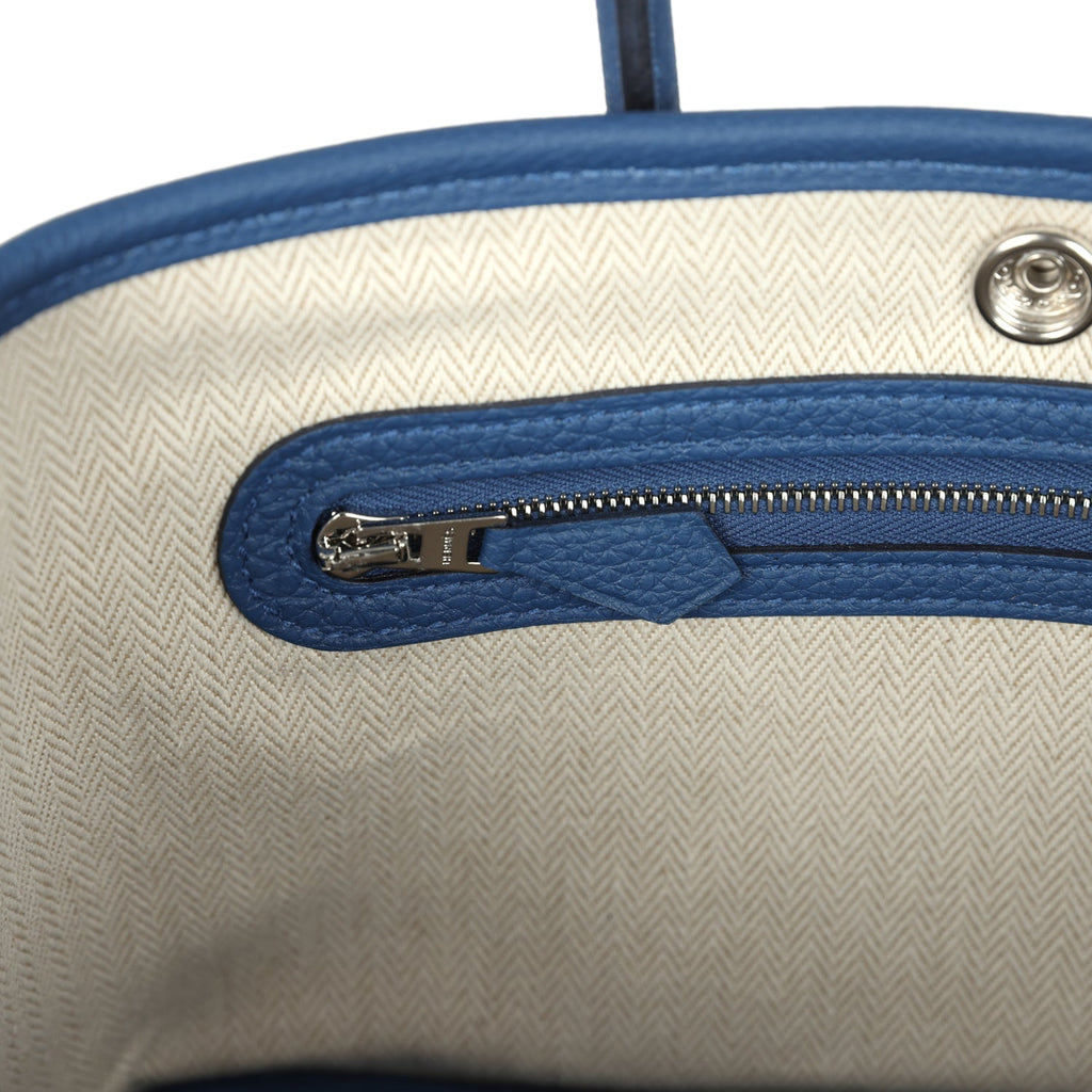 Hermes Garden Party Neo 23 Bleu Tie Togo Palladium Hardware