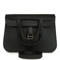 Hermes Halzan 25 Black Clemence Gold Hardware