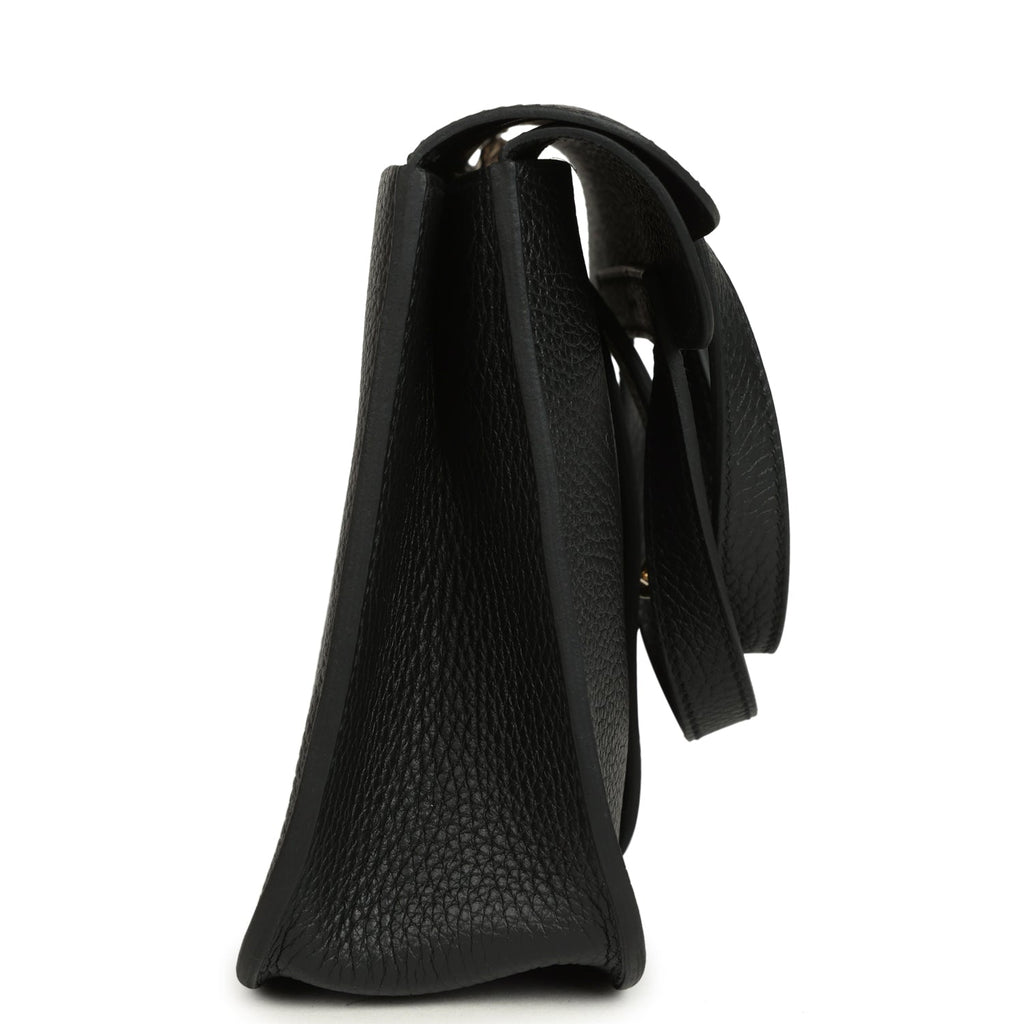 Hermes Halzan 25 Black Clemence Gold Hardware