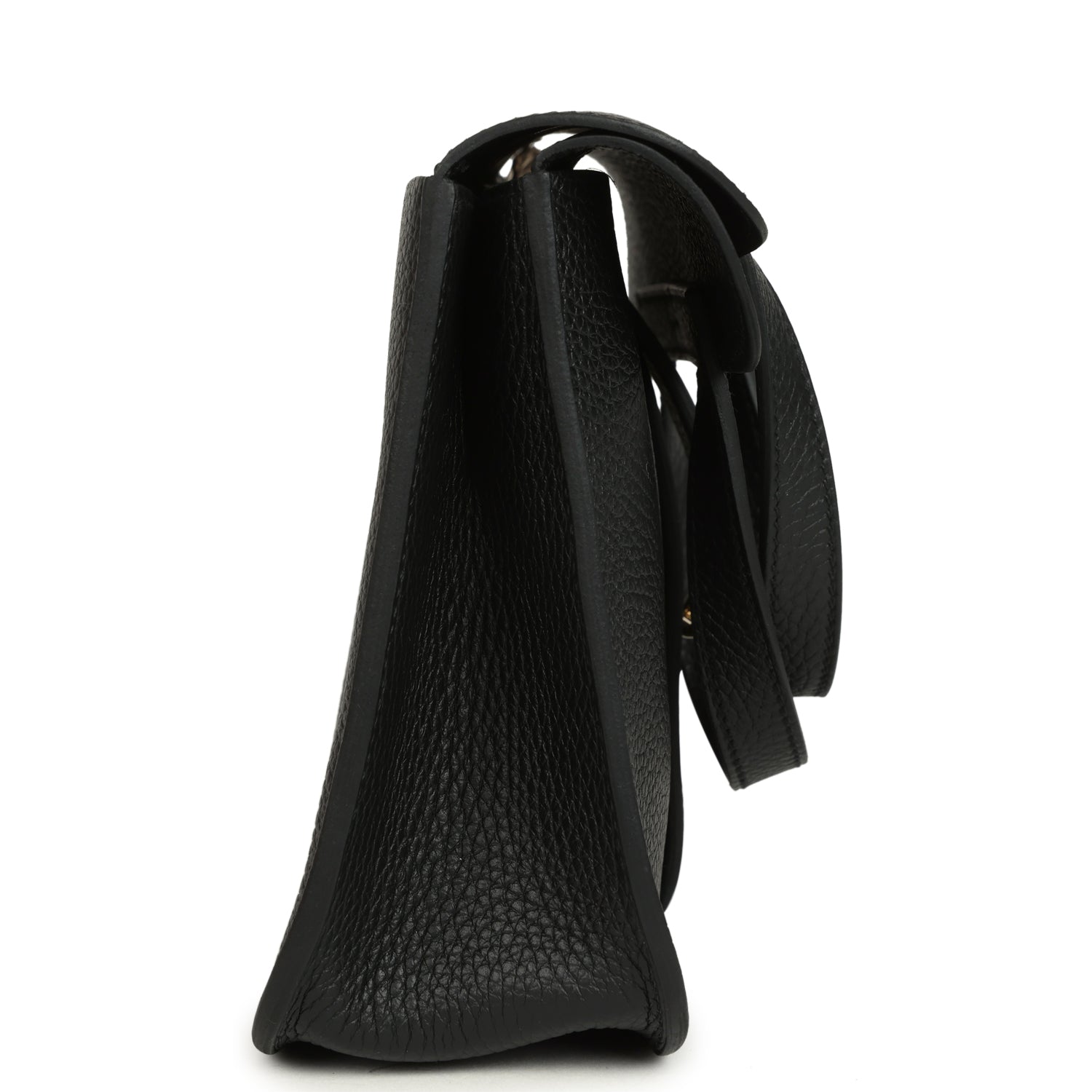 Hermes Halzan 25 Black Clemence Gold Hardware