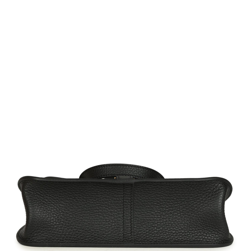Hermes Halzan 25 Black Clemence Gold Hardware