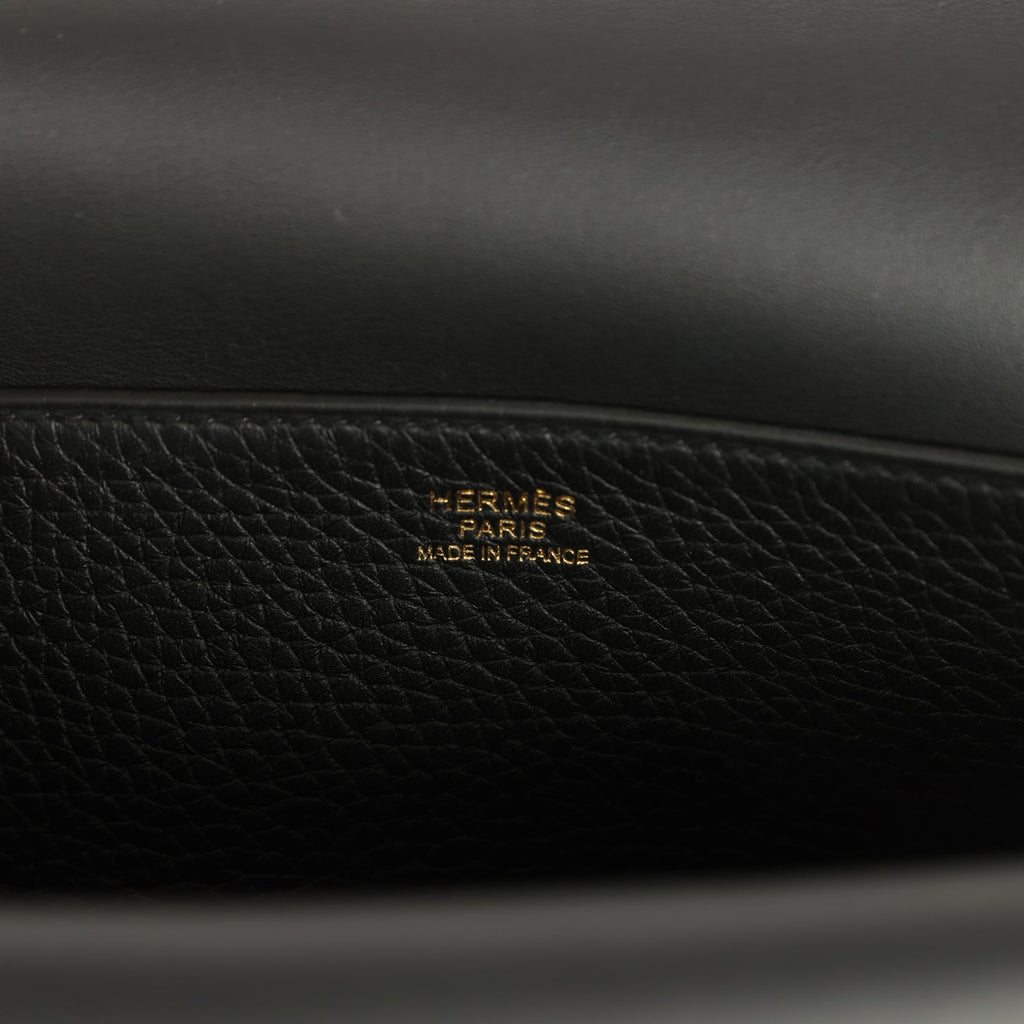 Hermes Halzan 25 Black Clemence Gold Hardware