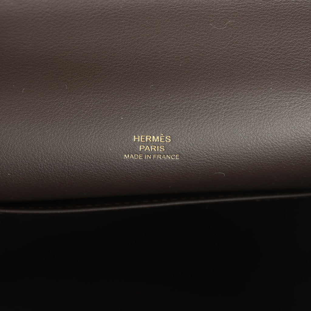 Hermes Kelly Pochette Bai-Brun Swift Gold Hardware