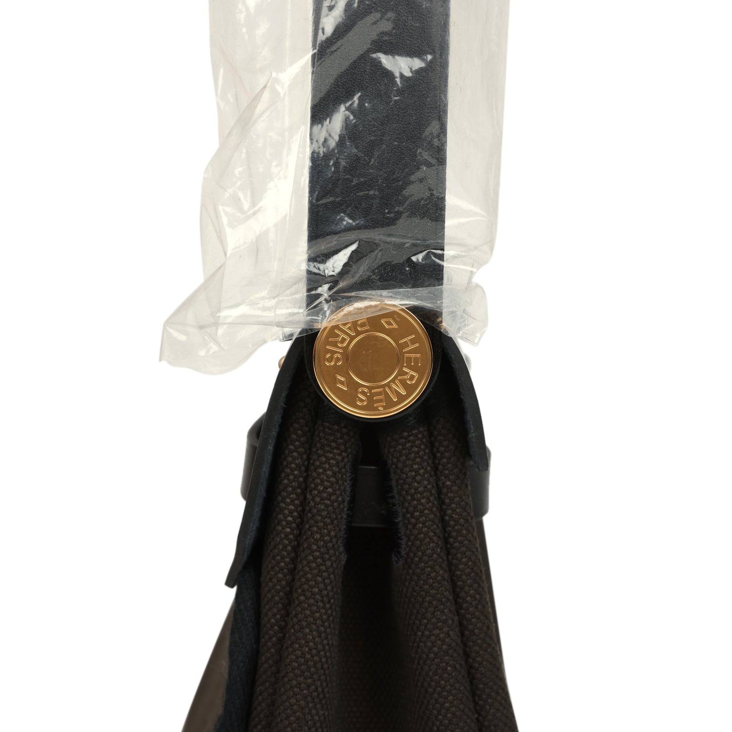 Hermes Herbag Zip 20 Mini Dark Bronze Toile Militaire Canvas and Black Vache Hunter Gold Hardware