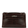 New Hermes Kelly Pochette Havane Matte Niloticus Crocodile Palladium Hardware