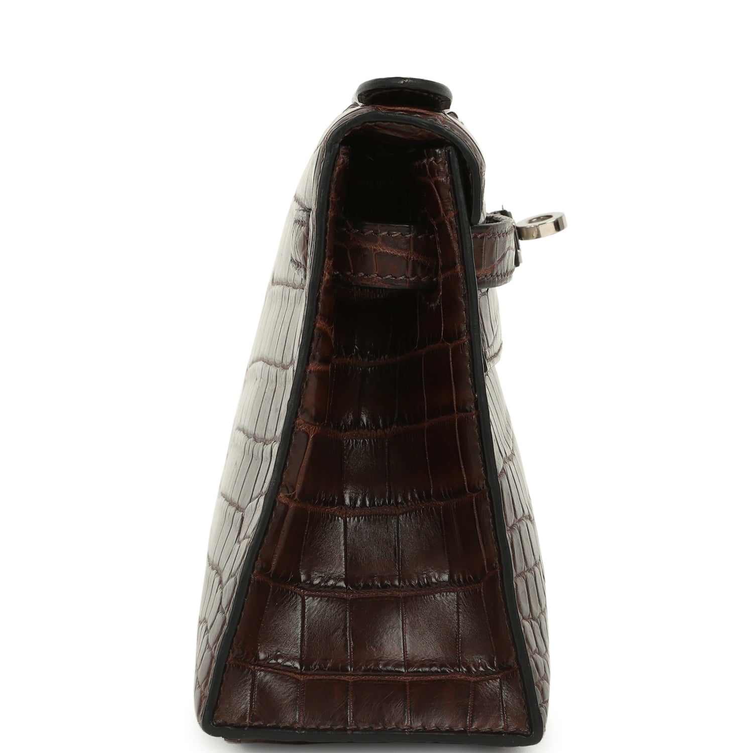 New Hermes Kelly Pochette Havane Matte Niloticus Crocodile Palladium Hardware
