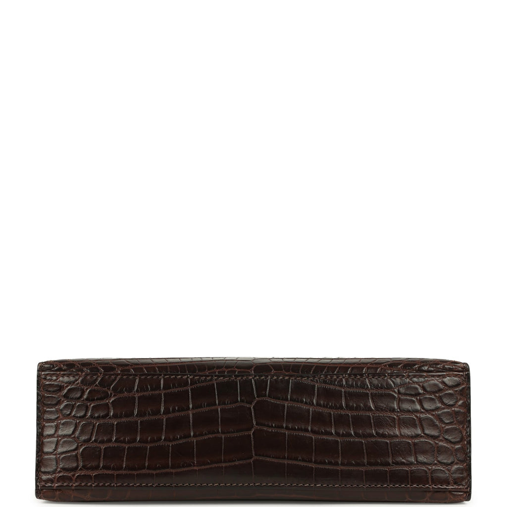 New Hermes Kelly Pochette Havane Matte Niloticus Crocodile Palladium Hardware