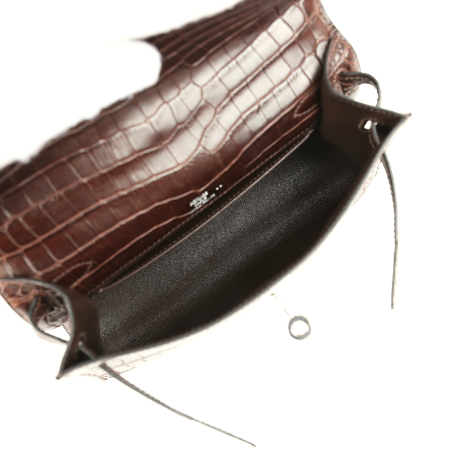 New Hermes Kelly Pochette Havane Matte Niloticus Crocodile Palladium Hardware