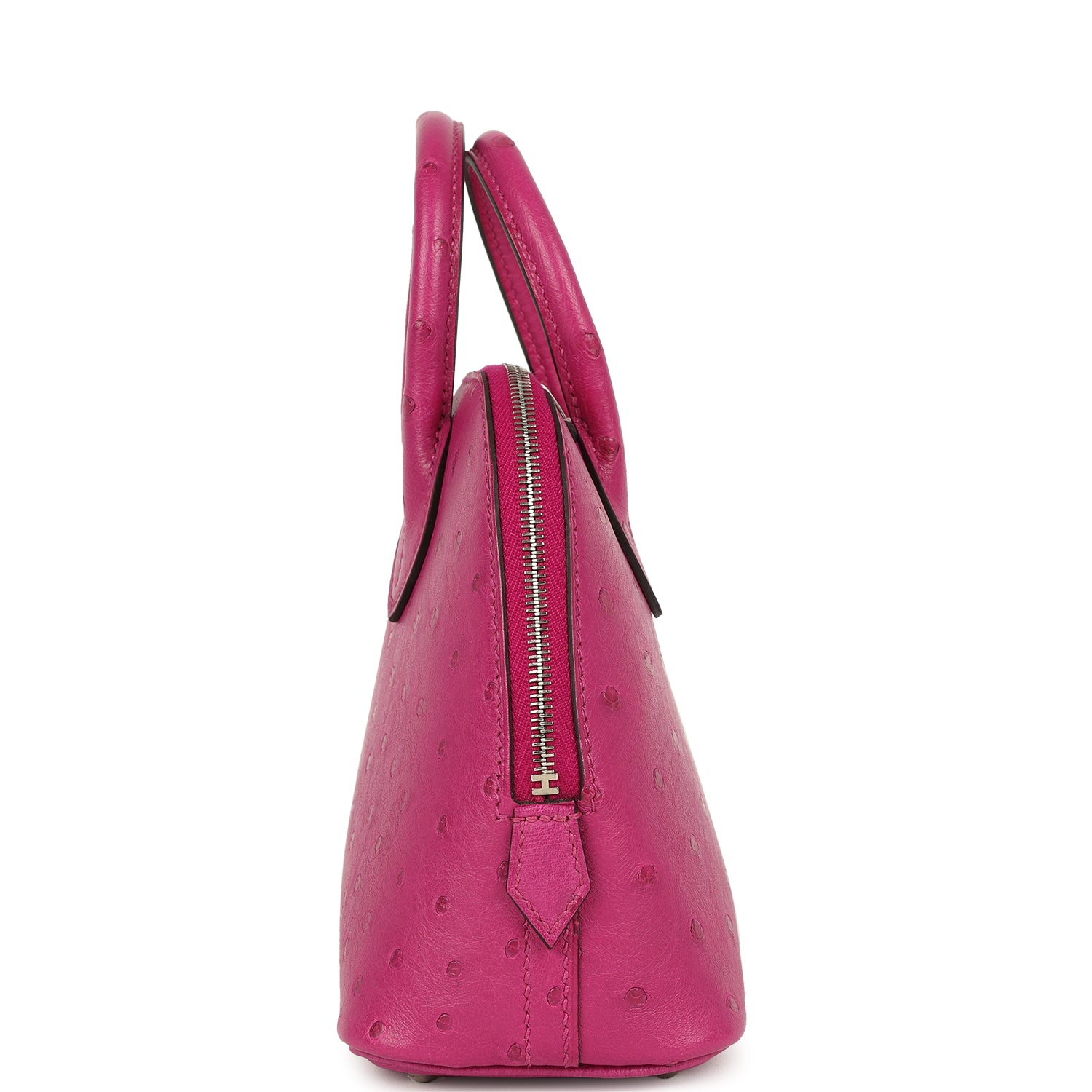 Hermes Mini 1923 Bolide Rose Poupre Ostrich Palladium Hardware
