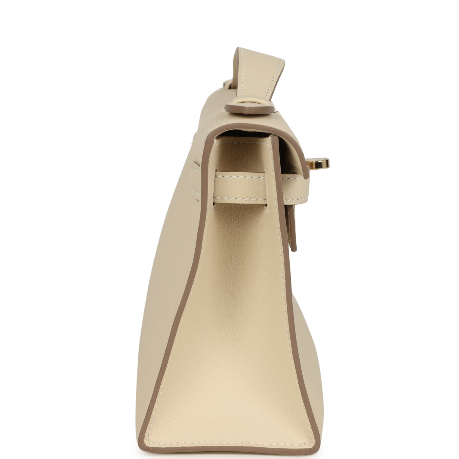 Hermes Kelly Pochette Craie Swift Permabrass Hardware
