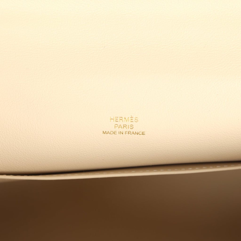 Hermes Kelly Pochette Craie Swift Permabrass Hardware