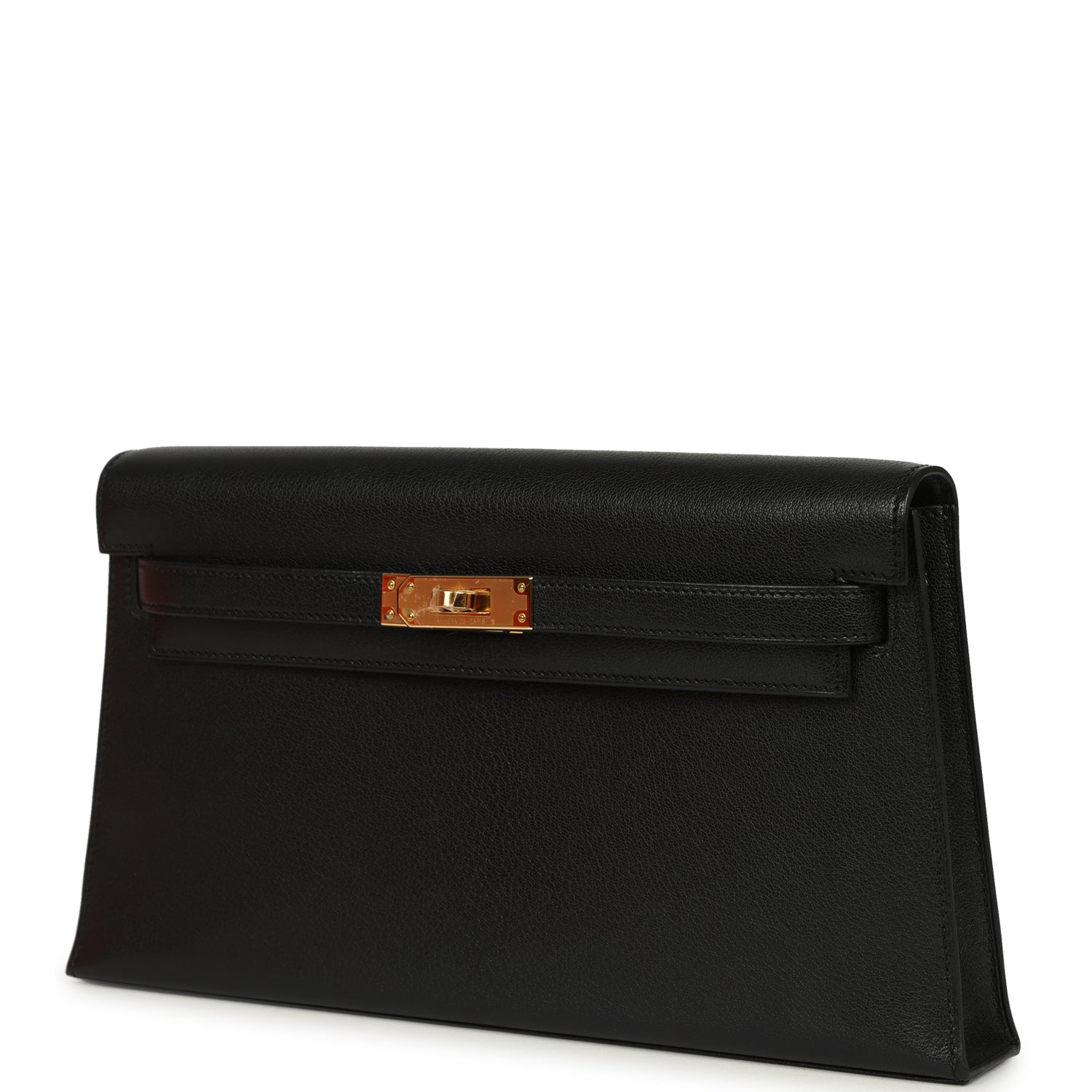 Hermes Kelly Elan Black Chevre Chamkila Gold Hardware