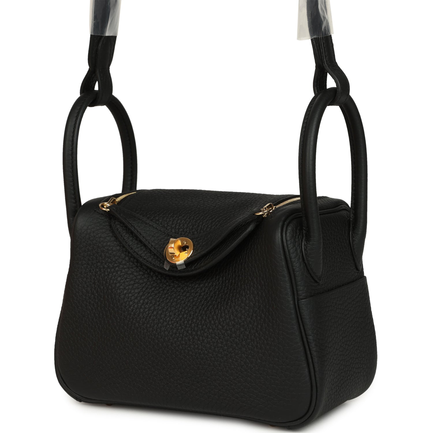Hermes Mini Lindy II Black Clemence Gold Hardware