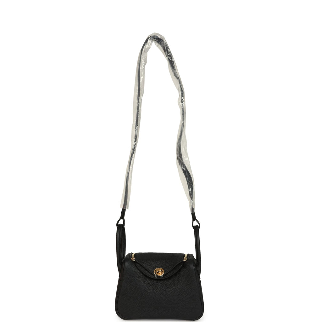 Hermes Mini Lindy II Black Clemence Gold Hardware