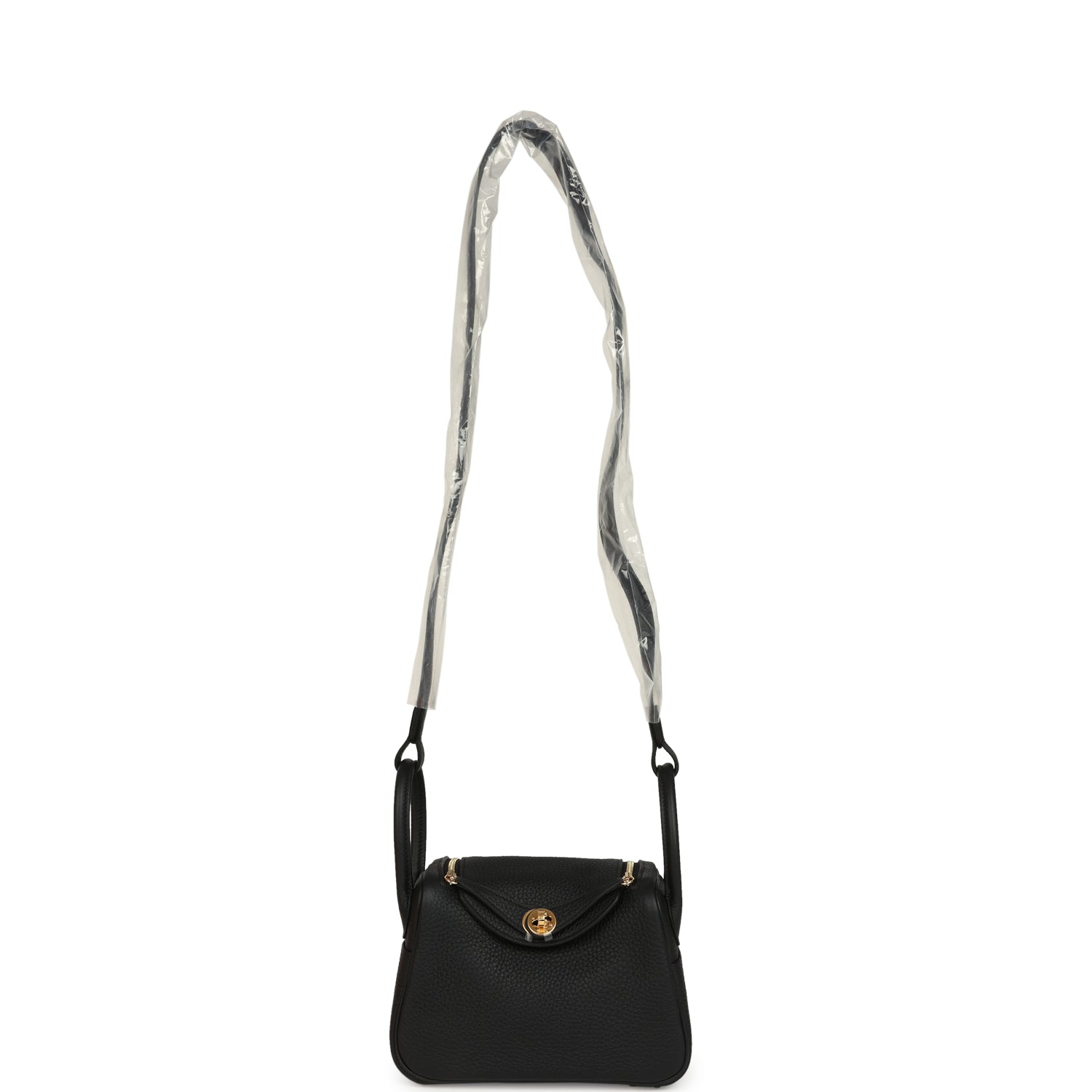 Hermes Mini Lindy II Black Clemence Gold Hardware