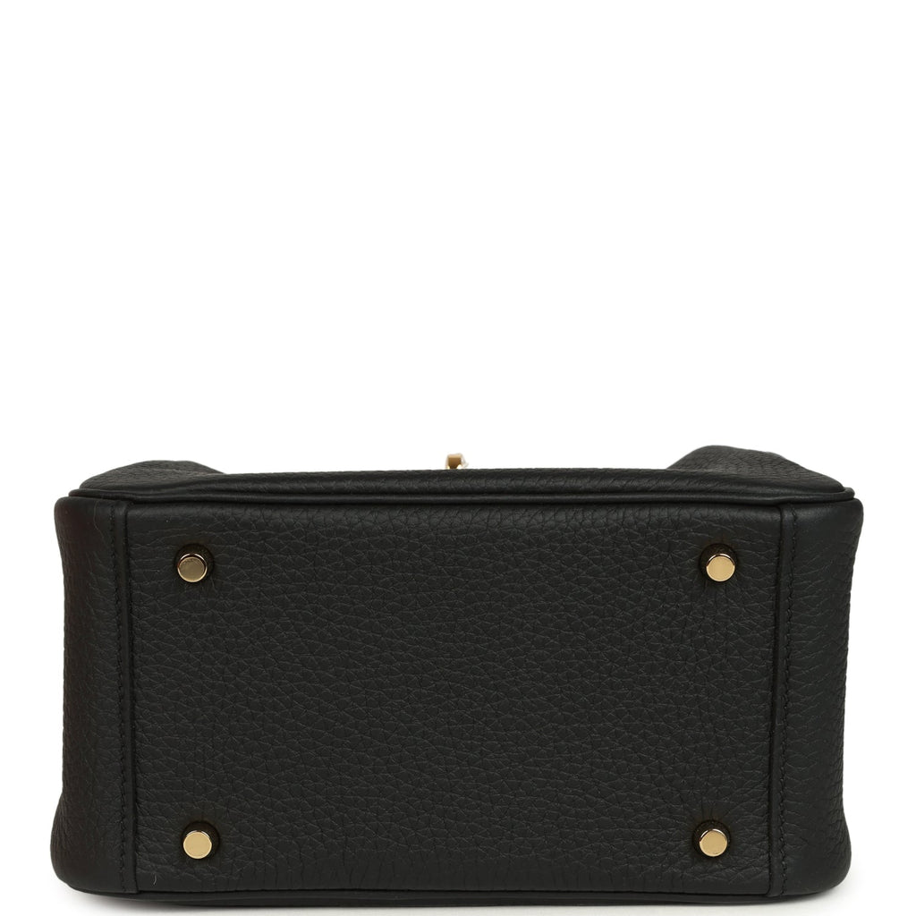 Hermes Mini Lindy II Black Clemence Gold Hardware