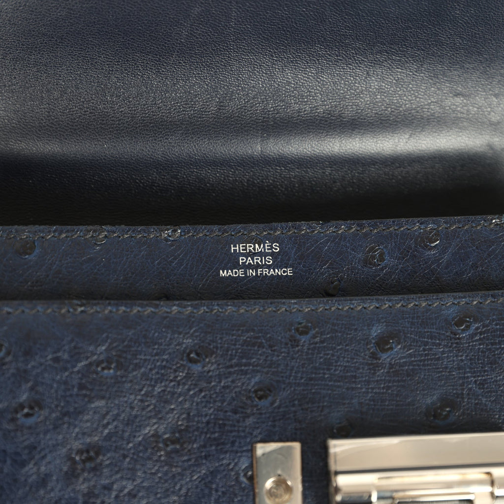 Pre-owned Hermes Mini Verrou Chaine Bag Bleu Iris Ostrich Palladium Hardware
