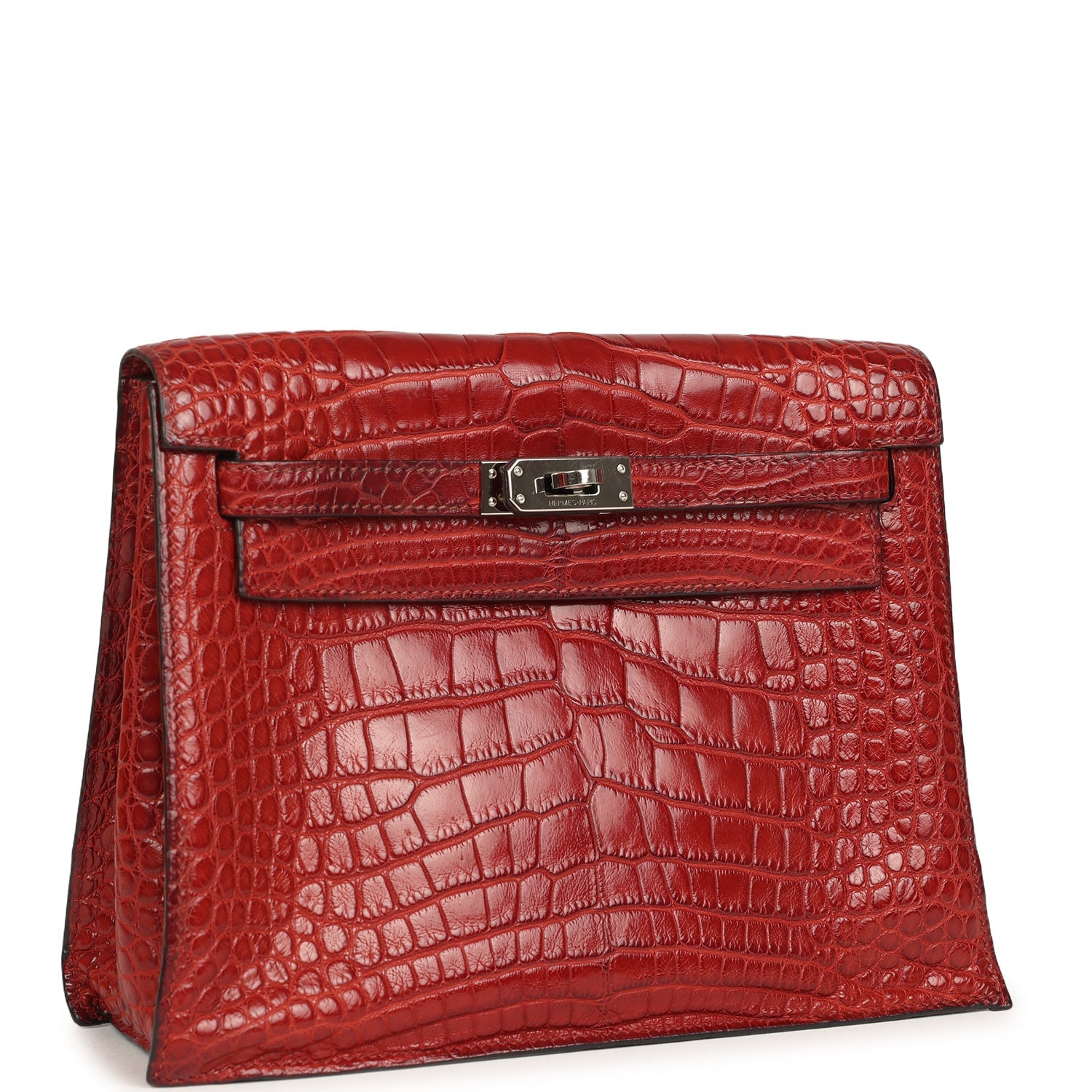 Vintage Hermes Kelly Danse Rouge H Matte Alligator Palladium Hardware