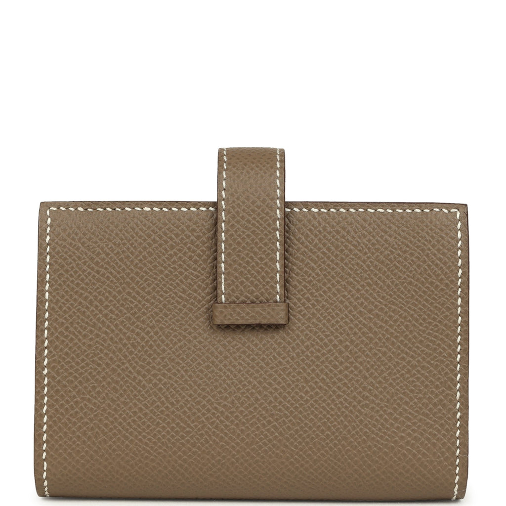 Hermes Bearn Card Holder Etoupe Epsom Gold Hardware