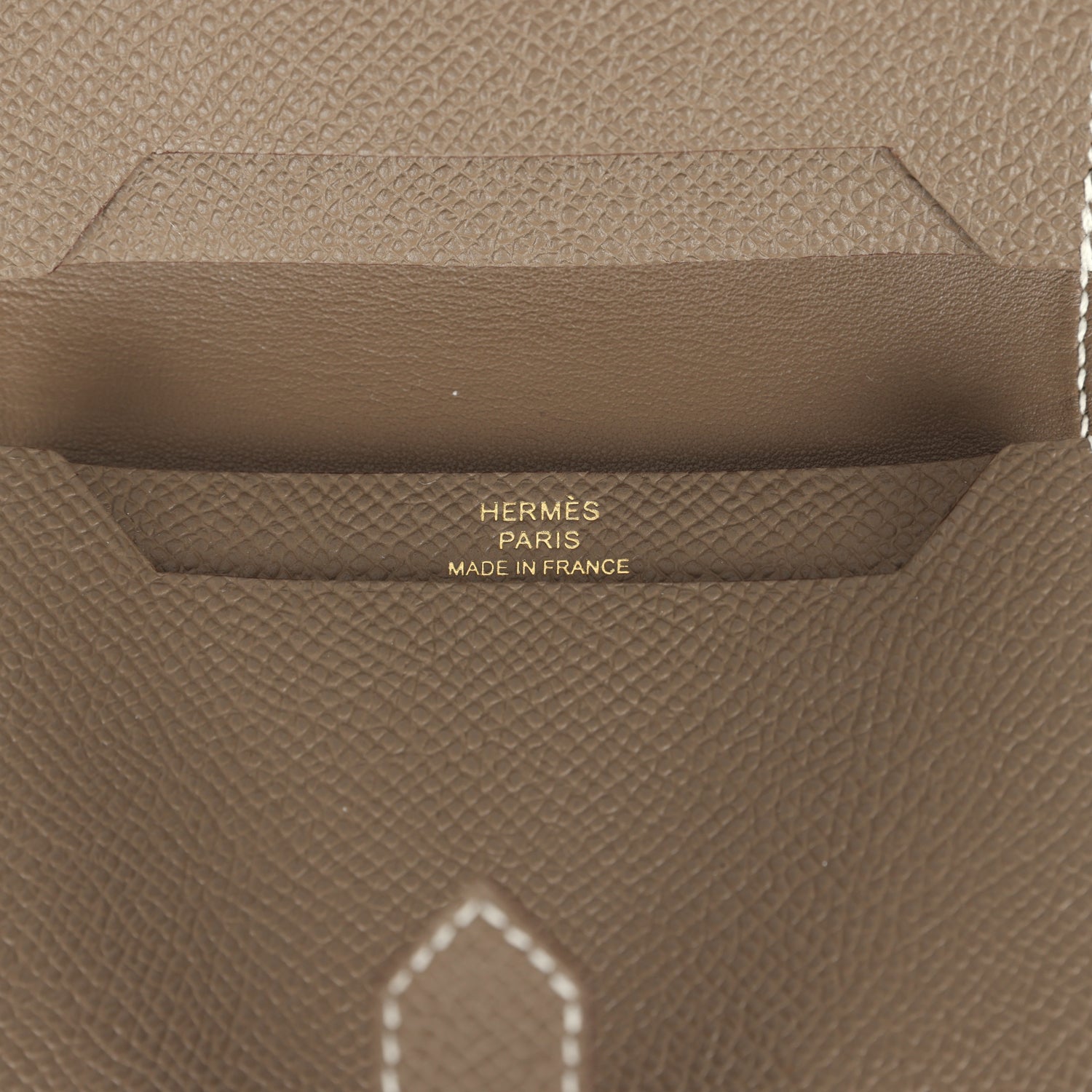 Hermes Bearn Card Holder Etoupe Epsom Gold Hardware
