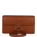 Pre-owned Hermes Constance Wallet To Go Gold Matte Alligator Gold Hardware