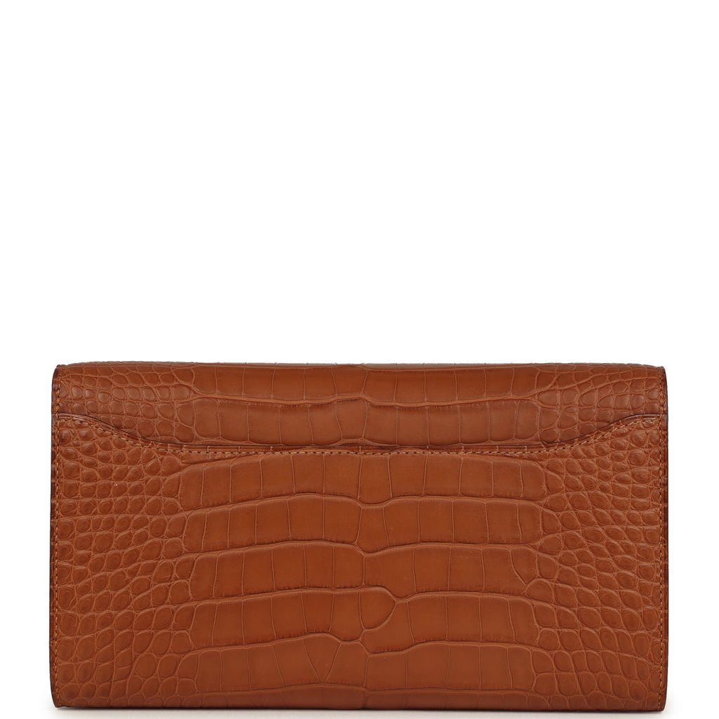Pre-owned Hermes Constance Wallet To Go Gold Matte Alligator Gold Hardware