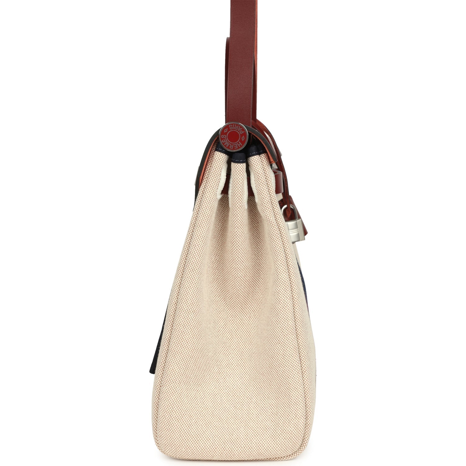 Hermes Special Order (HSS) Herbag Zip PM 31 "Striped" Rouge H Vache Hunter, Ecru, Bleu, Bordeaux and Beige Toile H Canvas Lacquered Palladium Hardware