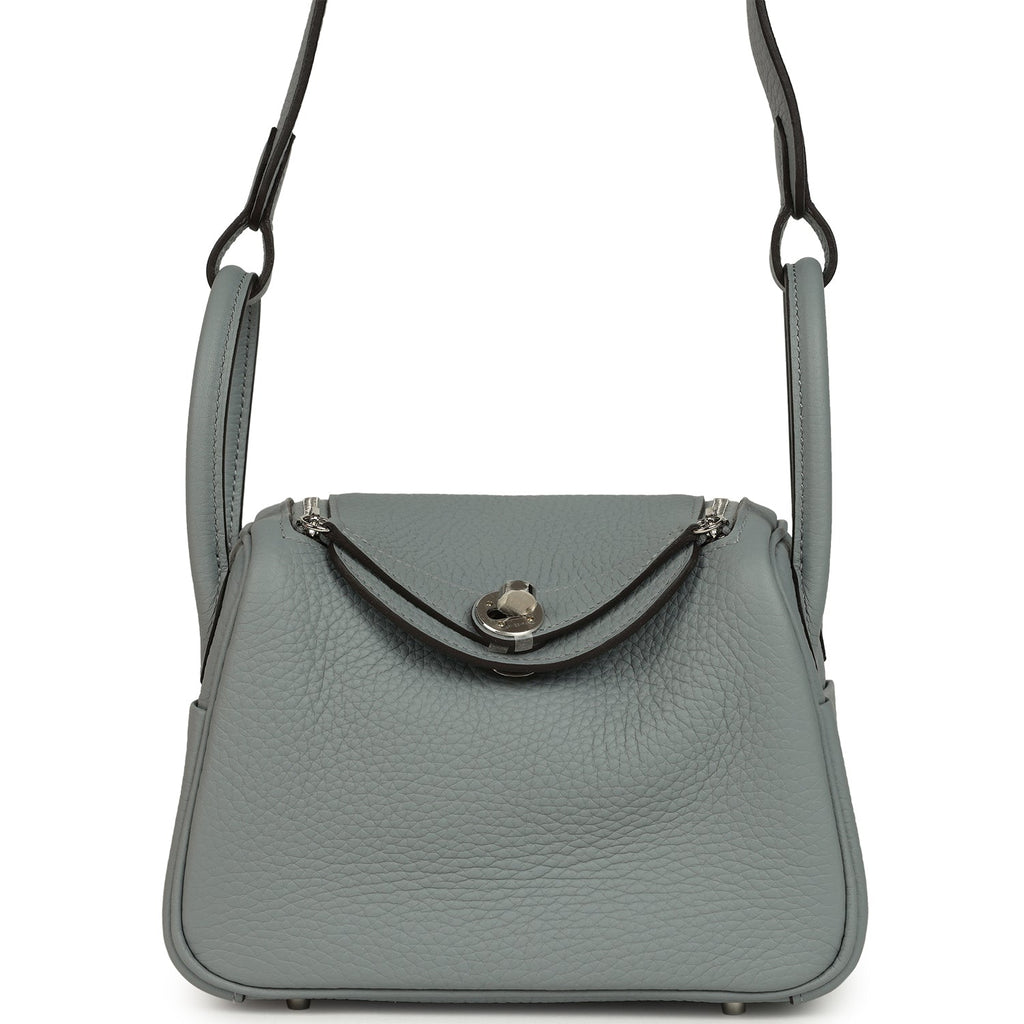 Hermes Mini Lindy II Gris Pantin Clemence Palladium Hardware