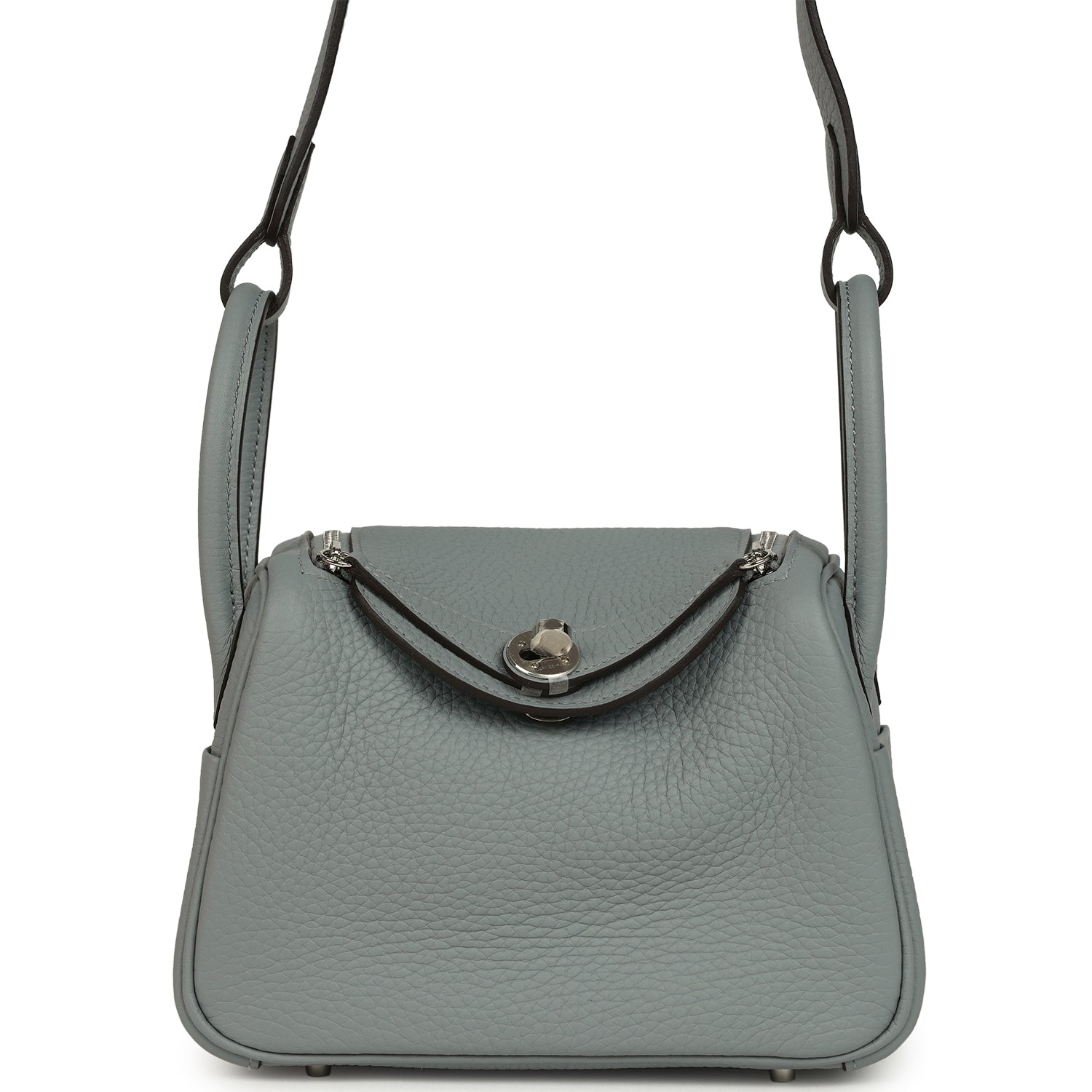 Hermes Mini Lindy II Gris Pantin Clemence Palladium Hardware