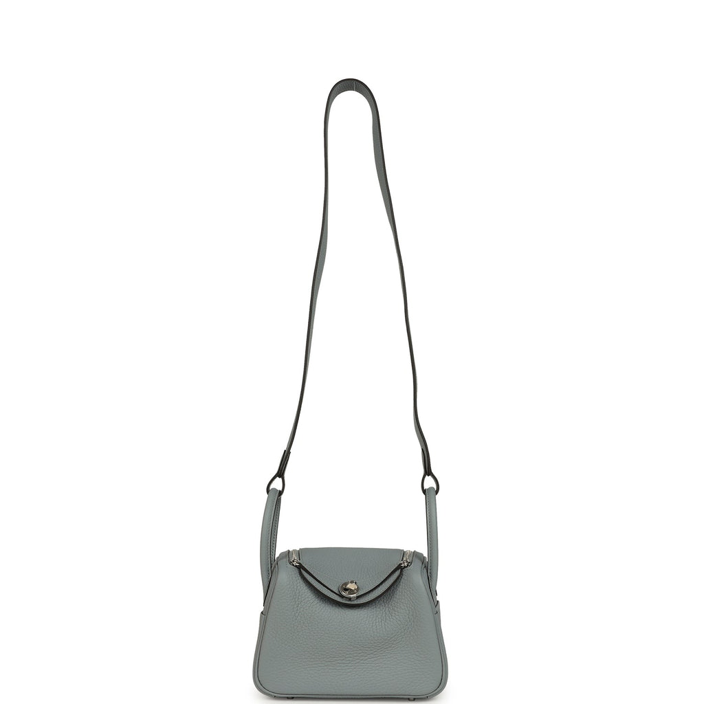 Hermes Mini Lindy II Gris Pantin Clemence Palladium Hardware