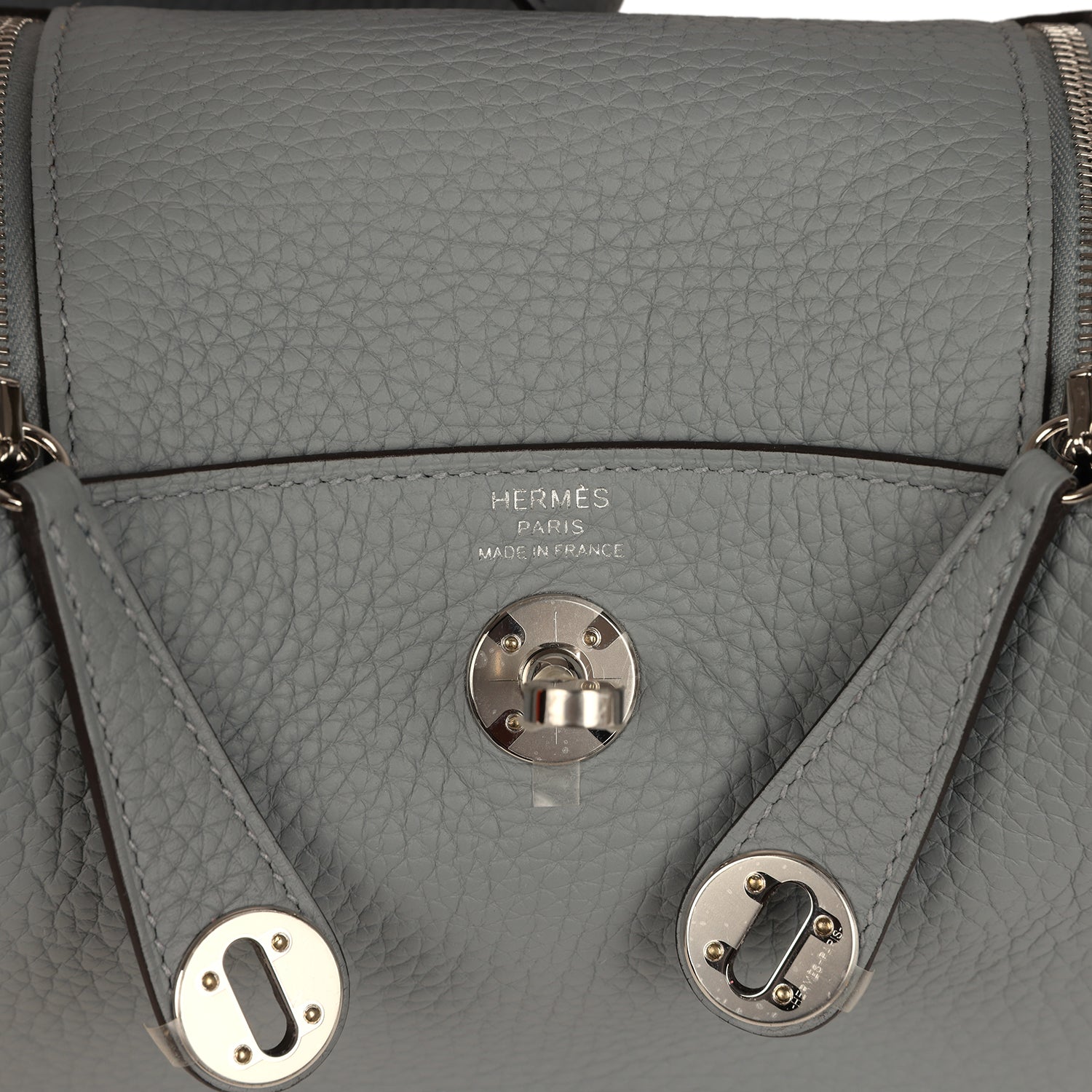 Hermes Mini Lindy II Gris Pantin Clemence Palladium Hardware