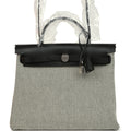Hermes Herbag Zip PM 31 Black Vache Hunter and Ecru-Black Criss Viking Canvas Palladium Hardware