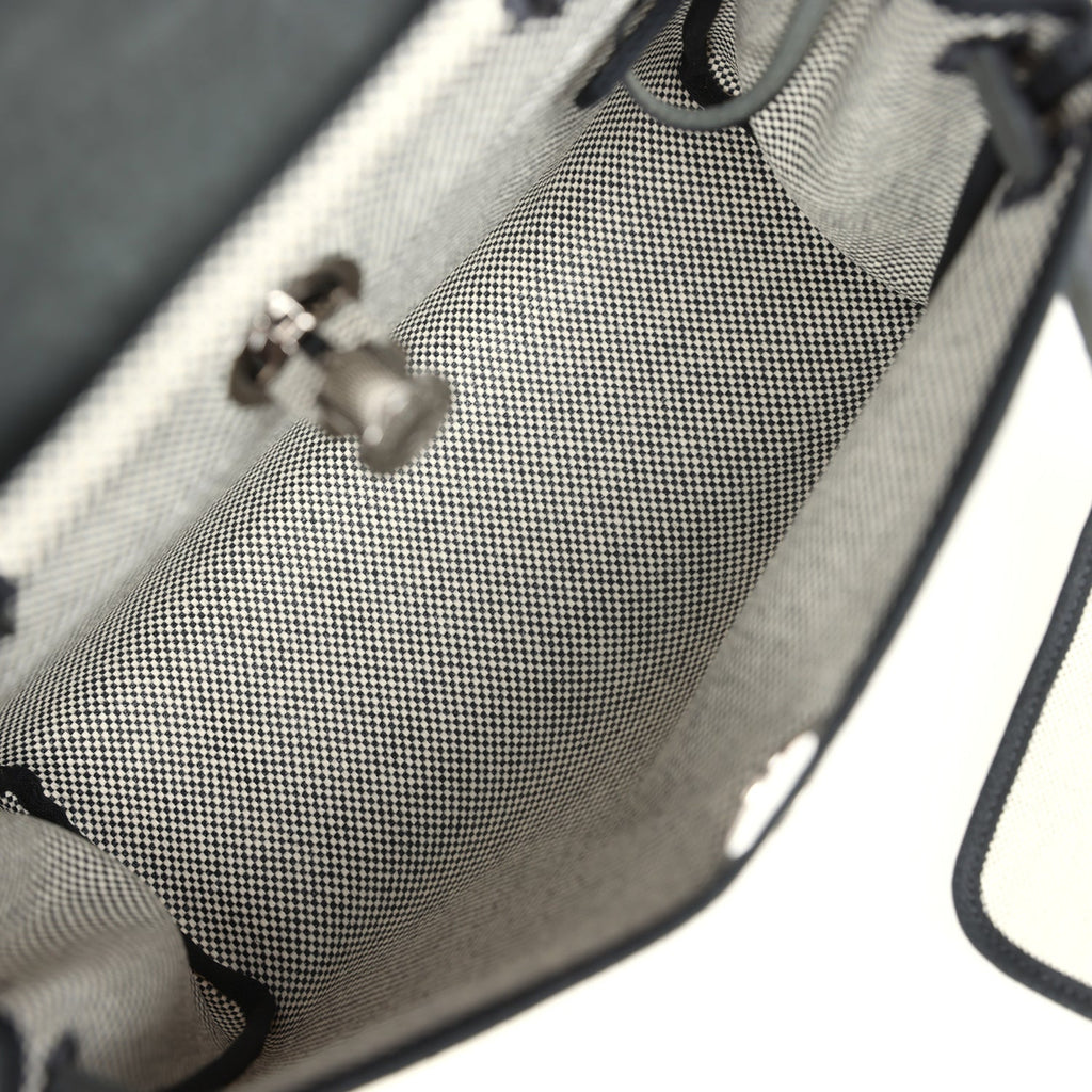 Hermes Herbag Zip PM 31 Black Vache Hunter and Ecru-Black Criss Viking Canvas Palladium Hardware