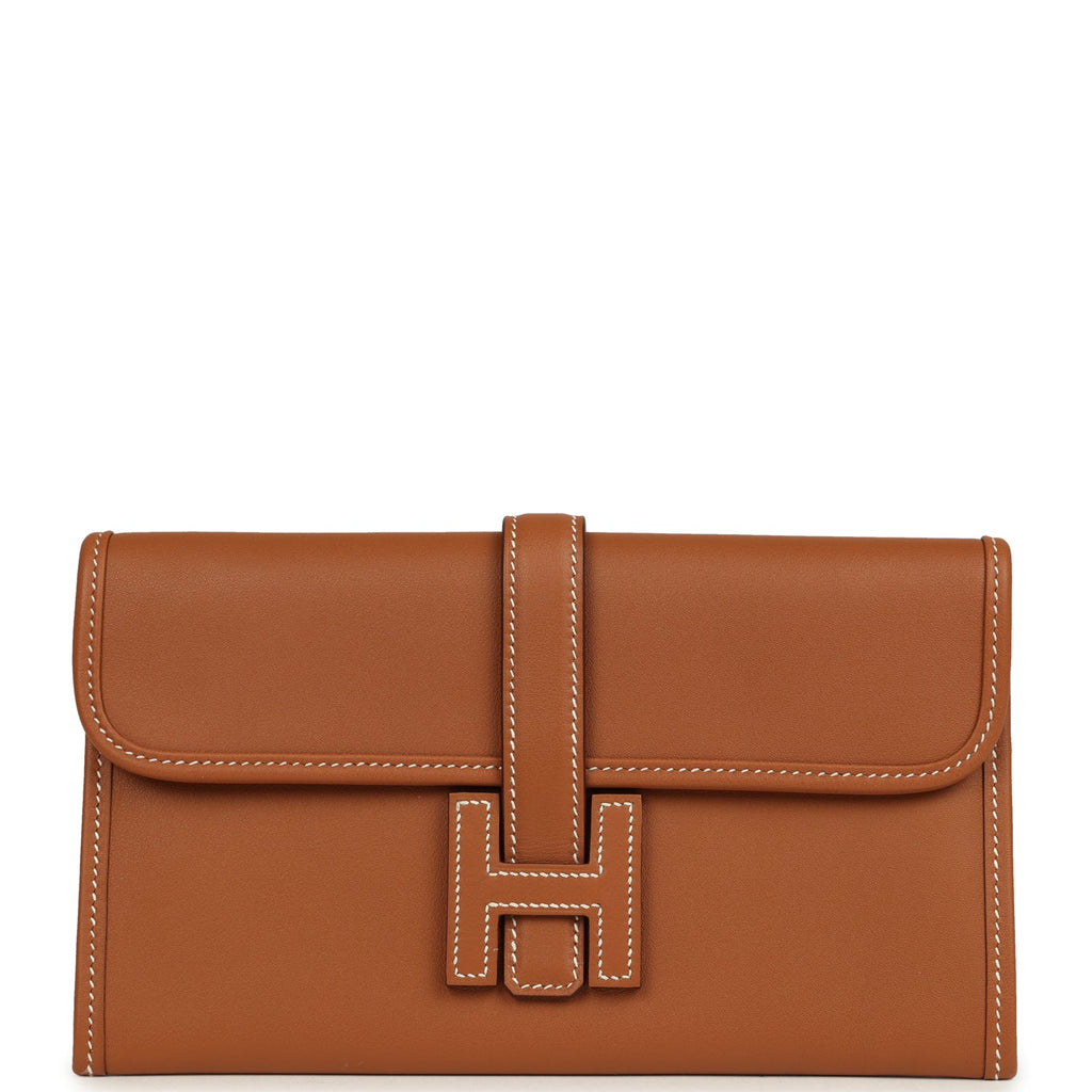 Hermes Jige Duo Clutch Gold Swift Palladium Hardware