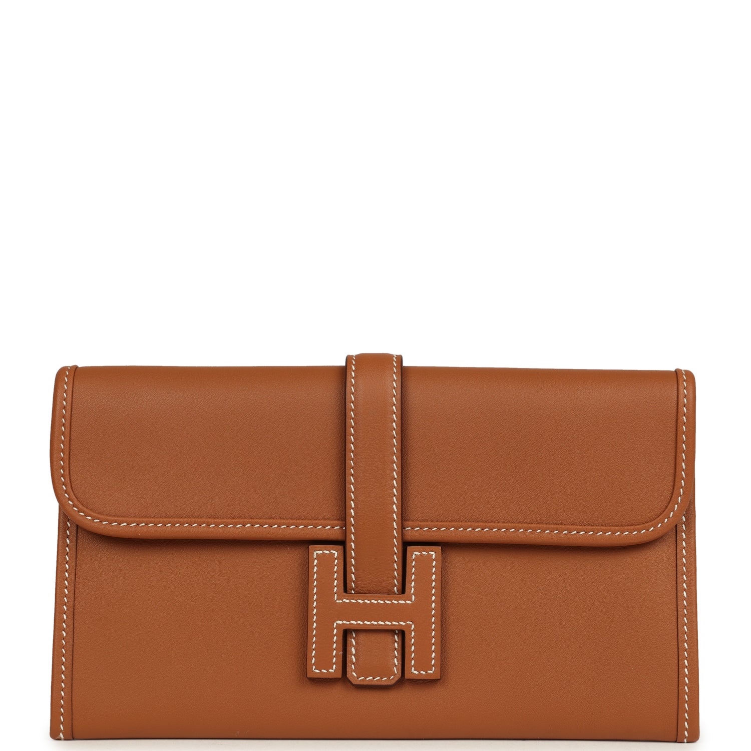 Hermes Jige Duo Clutch Gold Swift Palladium Hardware