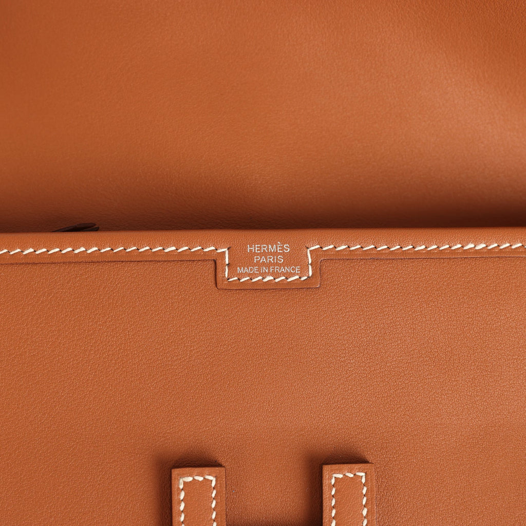 Hermes Jige Duo Clutch Gold Swift Palladium Hardware
