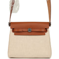 Hermes Herbag Zip 20 Mini Ecru and Beige Toile H Canvas and Fauve Vache Hunter Palladium Hardware