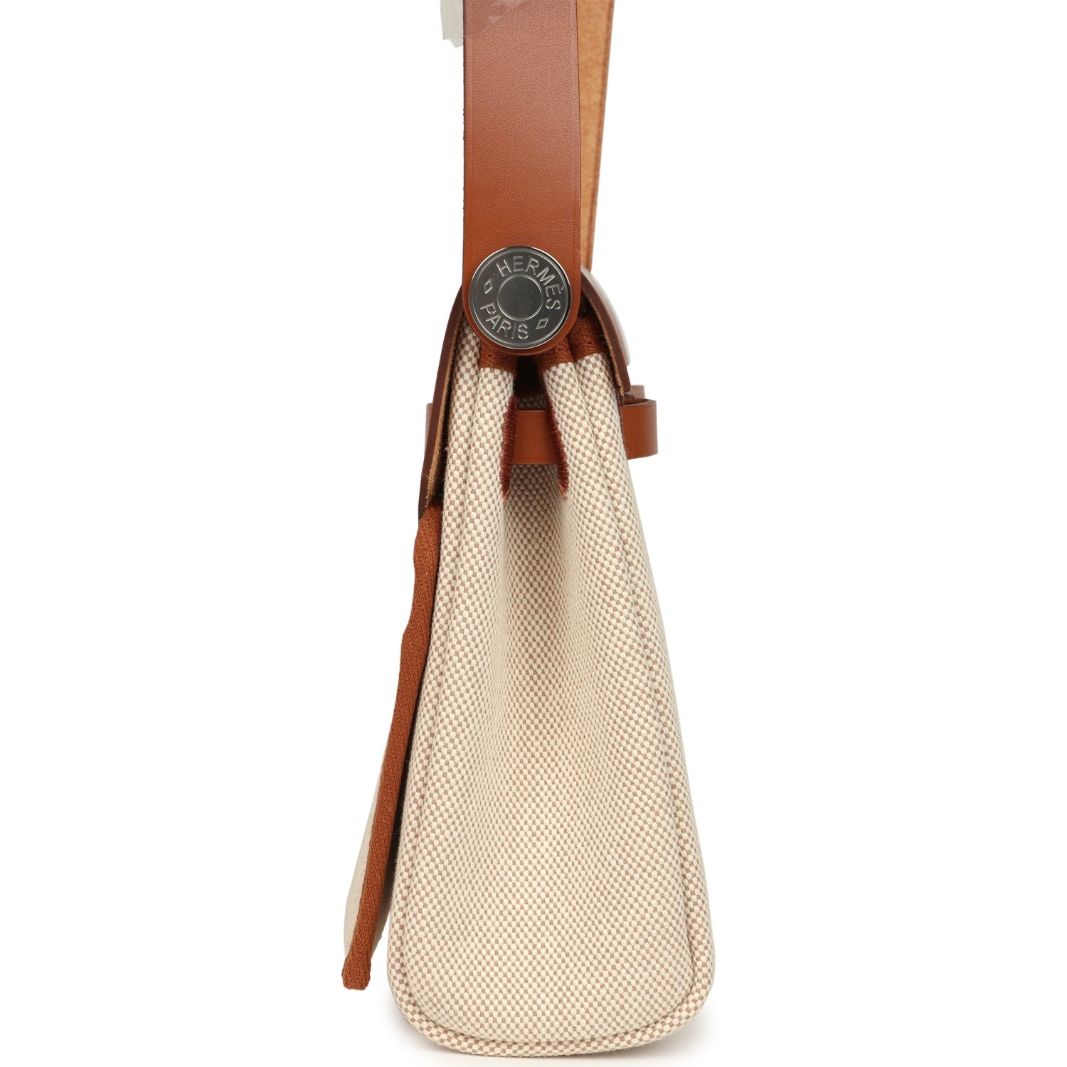 Hermes Herbag Zip 20 Mini Ecru and Beige Toile H Canvas and Fauve Vache Hunter Palladium Hardware