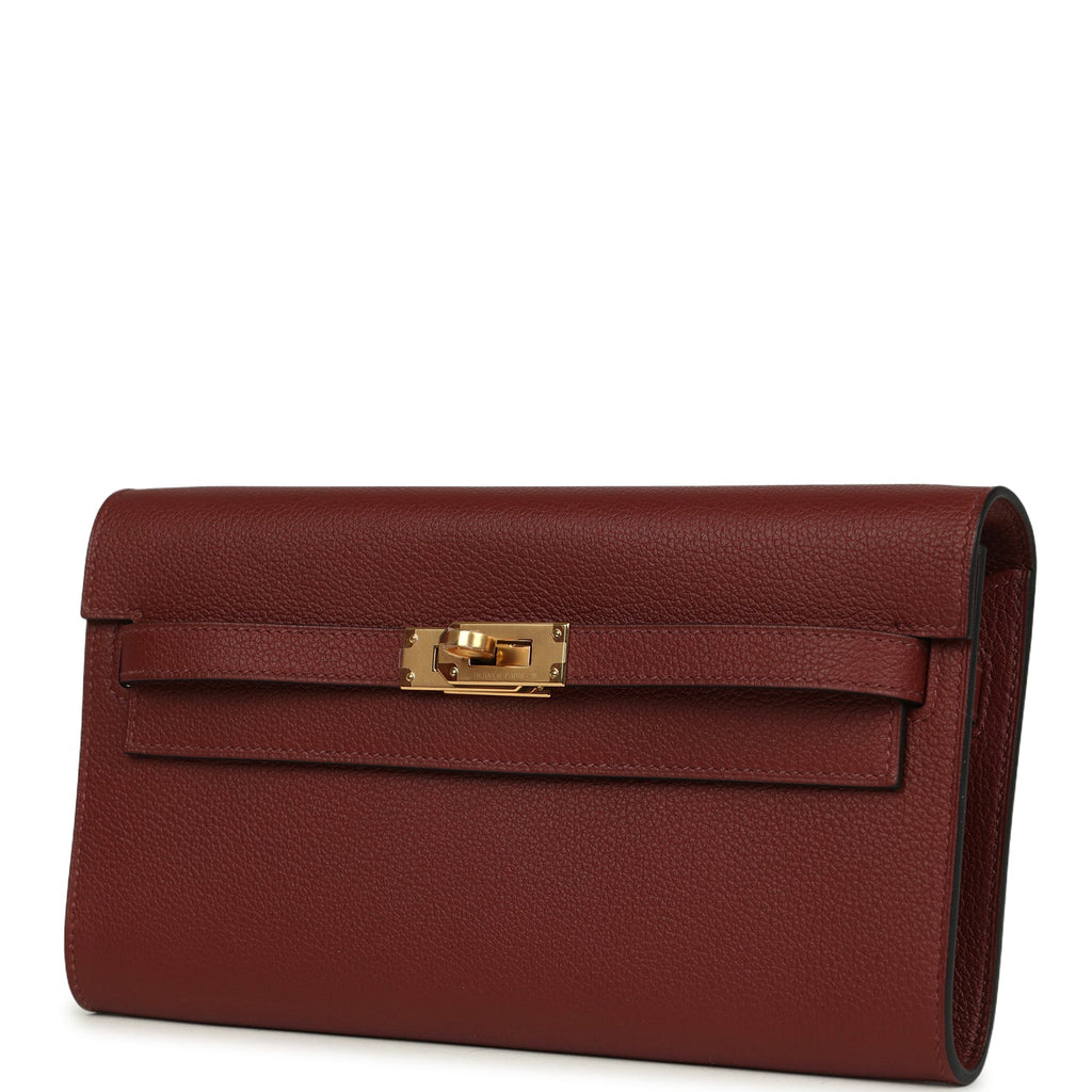 Hermes Kelly Wallet To Go Rouge H Evercolor Gold Hardware