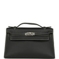 Hermes Special Order (HSS) Kelly Pochette Black Verso Swift Palladium Hardware