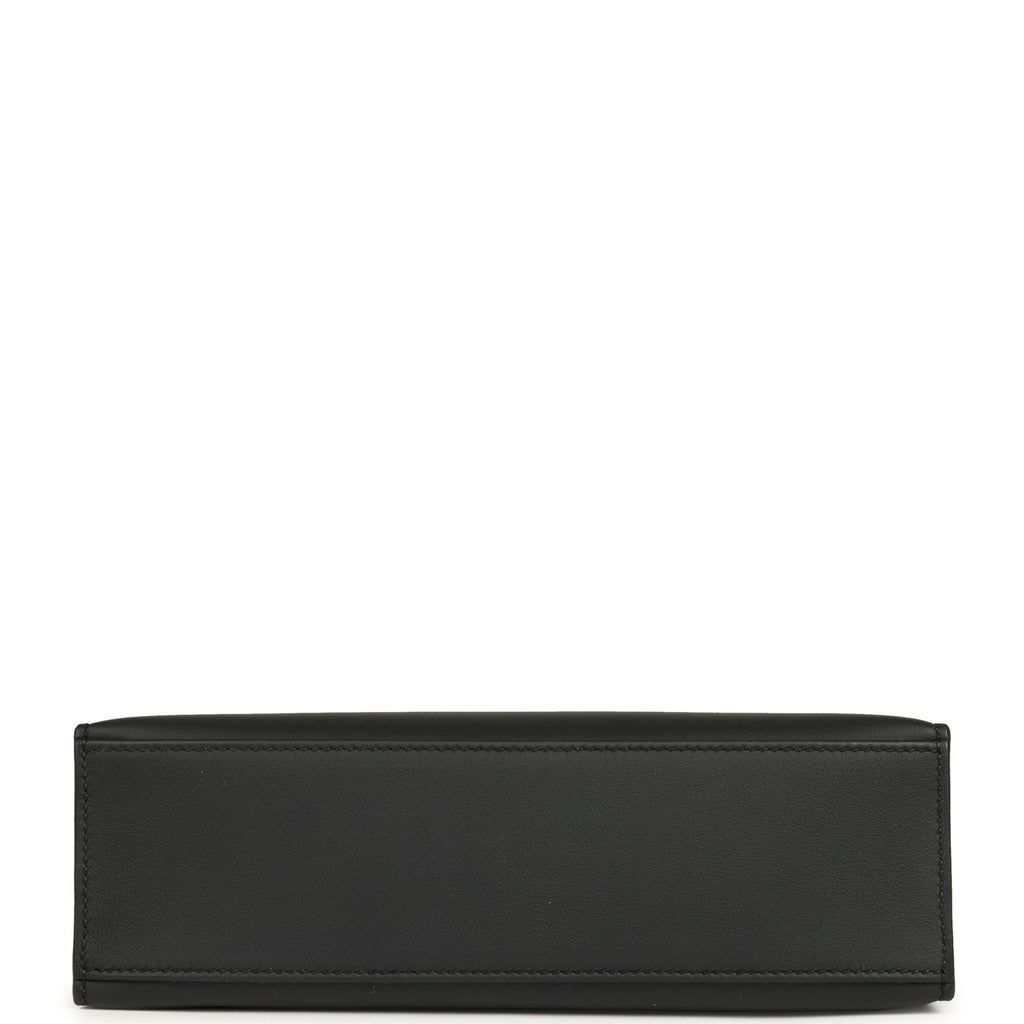 Hermes Kelly Pochette Black Swift Palladium Hardware