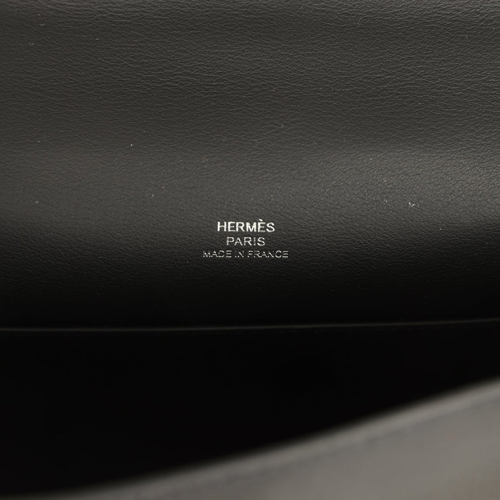 Hermes Kelly Pochette Black Swift Palladium Hardware