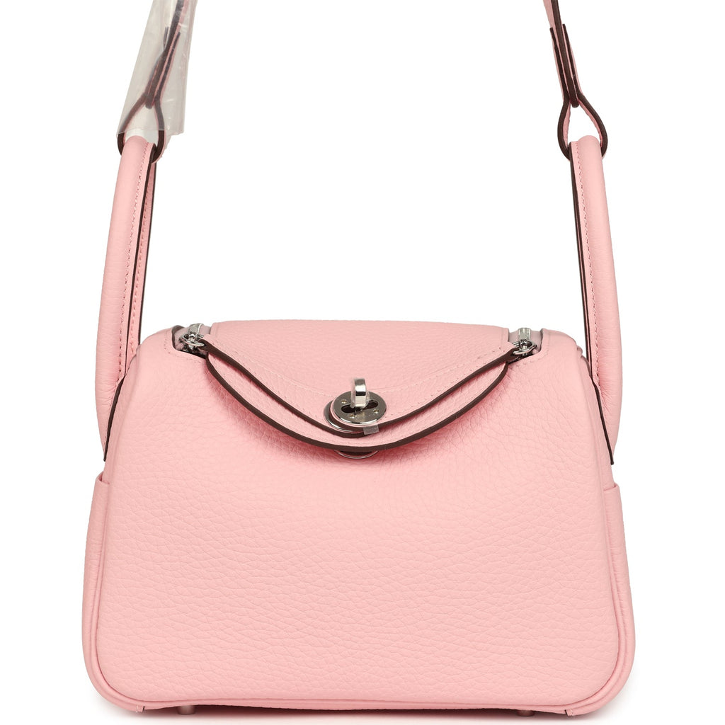 Hermes Mini Lindy II Rose Sakura Verso Clemence Palladium Hardware