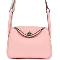 Hermes Mini Lindy II Rose Sakura Verso Clemence Palladium Hardware